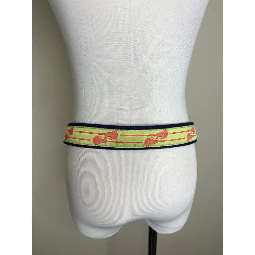 The Belted Cow Lacrosse Canvas Leather Belt 34-35 Preppy
